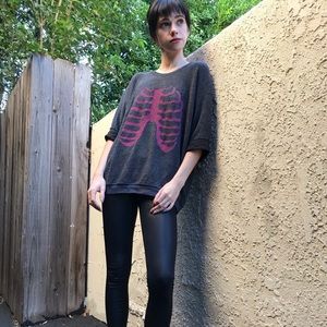 Wildfox Gray and Pink Super Soft Skeleton Sweater